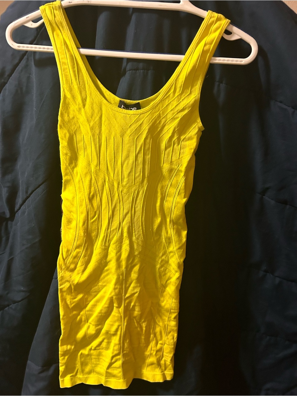 bebe Yellow Ribbed Tank Dress